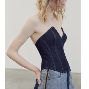 Zara denim bustier corset